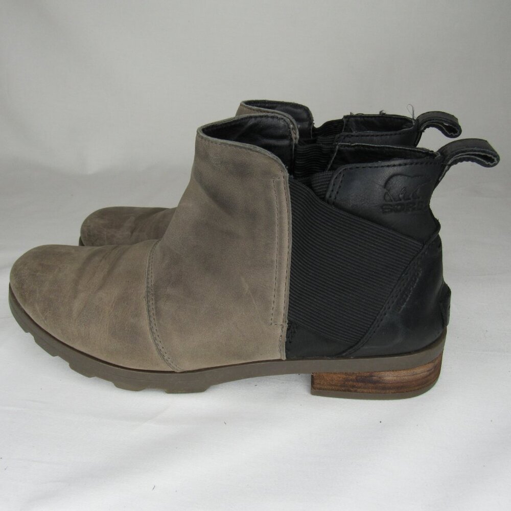 Sorel Quarry Gray Brown Distressed Emelie Chelsea Boot Women's 8.5 - Picture 3 of 8